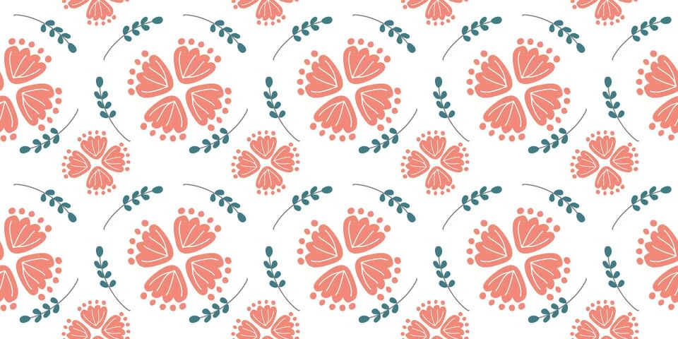 Seamless floral pattern (set) includes cute flowers and leaves Stock-Illustration
