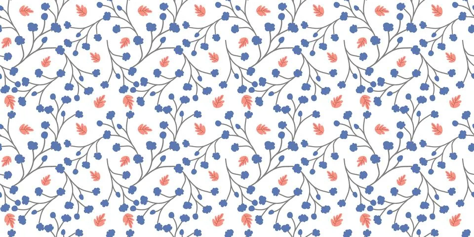 Seamless floral pattern (set) includes cute flowers and leaves Stock-Illustration