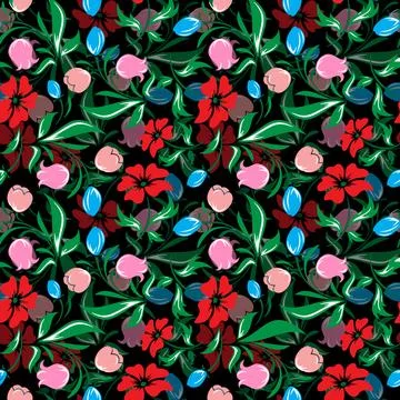 Seamless floral pattern set Modern exotic design for paper, cover, fabric, .. Stock Illustration
