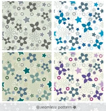 Seamless floral pattern  set in multiple colors Stock Illustration