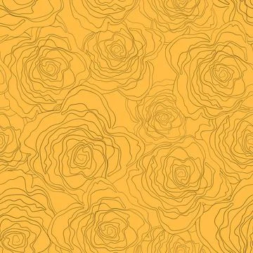 Seamless floral pattern silhouette art line ornaments. Color background with イラスト素材