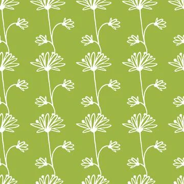 Seamless floral pattern. Simple outline vector illustration. Graphic fabric p 스톡 일러스트