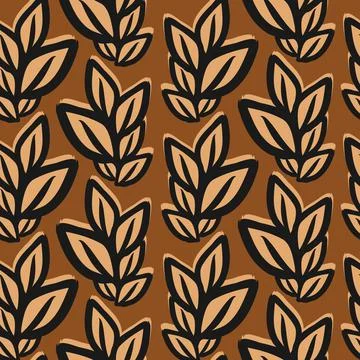 Seamless floral pattern. Simple outline vector illustration. Graphic fabric p イラスト素材
