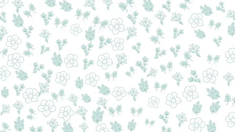 Seamless floral pattern with small blue flowers and leaves for designs Stock Footage 330830230