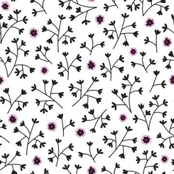 Seamless floral pattern with small flowers. Endless white background. Stock Illustration