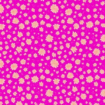 Seamless floral pattern from small flowers. Trendy style on pink background Illustrazione stock