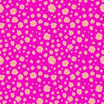 Seamless floral pattern from small flowers. Trendy style on pink background Stock Illustration