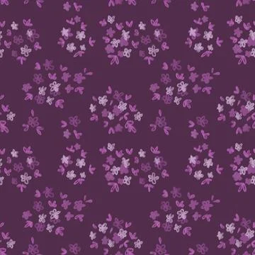 Seamless floral pattern of small pink and purple flowers Stock Illustration