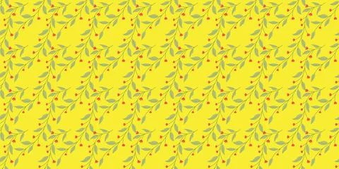 Seamless floral pattern with small pink coral flowers and sage green leaves.. Stock Illustration