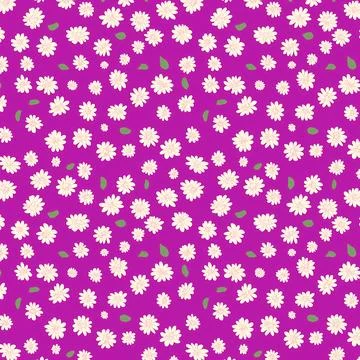Seamless floral pattern from small  white flowers. Trendy style on pink bac.. Illustrazione stock