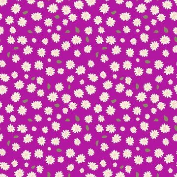 Seamless floral pattern from small  white flowers. Trendy style on pink bac.. Stock Illustration