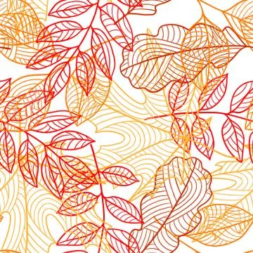 Seamless floral pattern with stylized autumn foliage. Falling leaves Stock Illustration