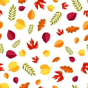 Seamless floral pattern with stylized autumn foliage. Stock Illustration