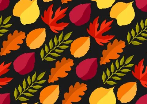 Seamless floral pattern with stylized autumn foliage. Stock Illustration