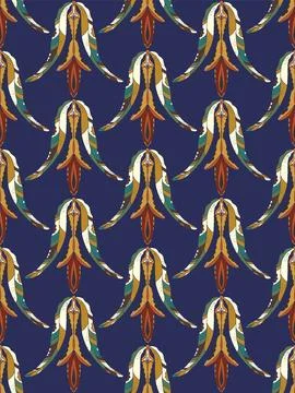 Seamless floral pattern with stylized decorative flowers and leaves in folk a Stock Illustration