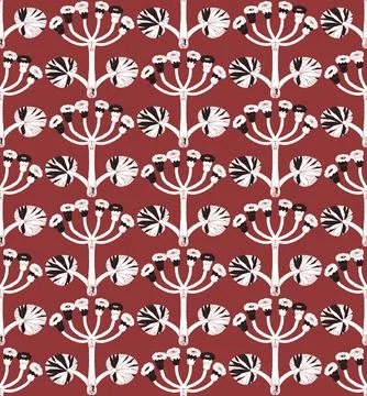 Seamless floral pattern with stylized decorative flowers and leaves in folk a Illustrazione stock