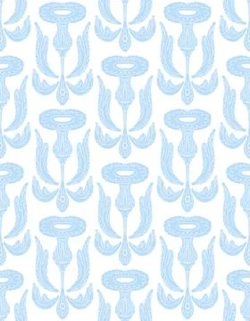 Seamless floral pattern with stylized decorative flowers and leaves in folk a Stock Illustration