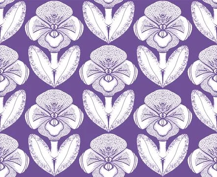 Seamless floral pattern with stylized decorative flowers and leaves in folk a Stock Illustration
