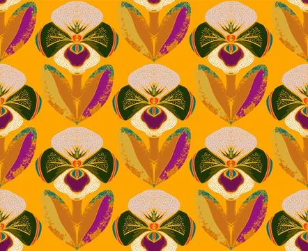 Seamless floral pattern with stylized decorative flowers and leaves in folk a Stock Illustration