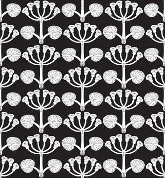Seamless floral pattern with stylized decorative flowers and leaves in folk a Illustrazione stock