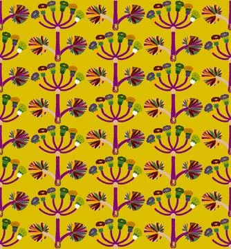 Seamless floral pattern with stylized decorative flowers and leaves in folk a Stock Illustration