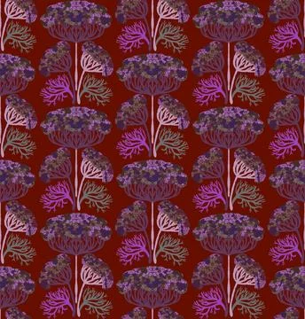 Seamless floral pattern with stylized decorative flowers and leaves in folk a Stock Illustration