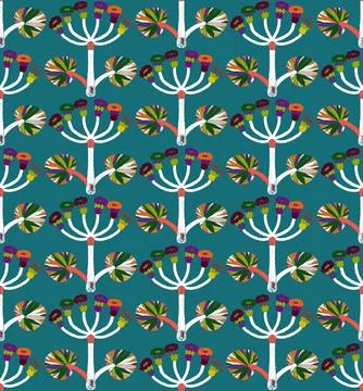 Seamless floral pattern with stylized decorative flowers and leaves in folk a Stock Illustration
