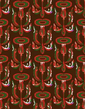 Seamless floral pattern with stylized decorative flowers and leaves in folk a Stock Illustration