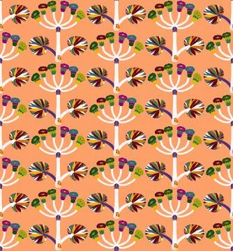Seamless floral pattern with stylized decorative flowers and leaves in folk a Stock Illustration