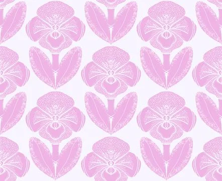 Seamless floral pattern with stylized decorative flowers and leaves in folk a Stock Illustration