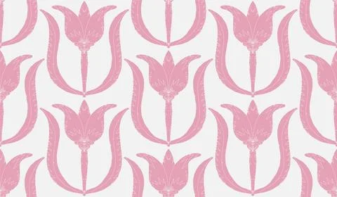 Seamless floral pattern with stylized decorative flowers and leaves in folk a Stock Illustration