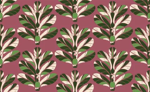Seamless floral pattern with stylized decorative leaves in folk art style. Vi Stockillustratie