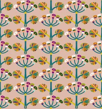 Seamless floral pattern with stylized decorative flowers and leaves in folk a 스톡 일러스트