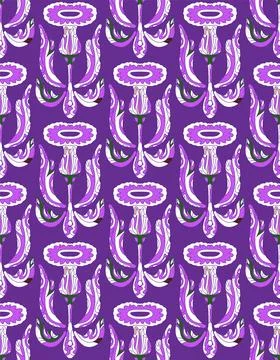 Seamless floral pattern with stylized decorative flowers and leaves in folk a Stock Illustration