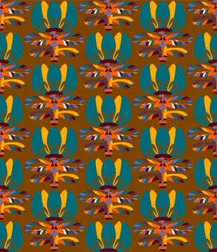 Seamless floral pattern with stylized decorative flowers and leaves in folk a Stock Illustration