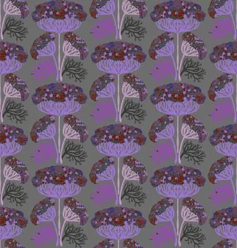 Seamless floral pattern with stylized decorative flowers and leaves in folk a Stock Illustration