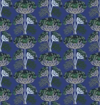 Seamless floral pattern with stylized decorative flowers and leaves in folk a Stock Illustration