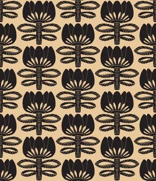 Seamless floral pattern with stylized decorative flowers and leaves in folk a イラスト素材
