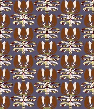 Seamless floral pattern with stylized decorative flowers and leaves in folk a Stock Illustration