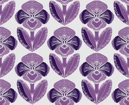 Seamless floral pattern with stylized decorative flowers and leaves in folk a 库存插图