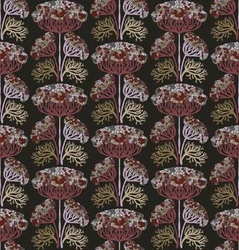 Seamless floral pattern with stylized decorative flowers and leaves in folk a Illustrazione stock