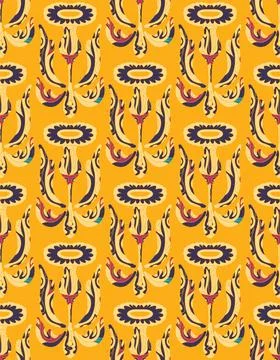 Seamless floral pattern with stylized decorative flowers and leaves in folk a 库存插图