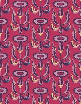 Seamless floral pattern with stylized decorative flowers and leaves in folk a Stock Illustration