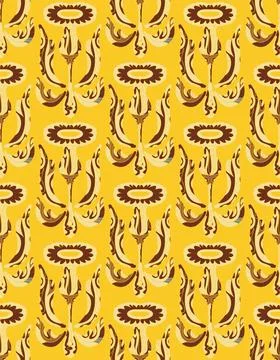 Seamless floral pattern with stylized decorative flowers and leaves in folk a Stock Illustration
