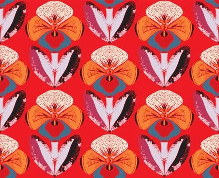 Seamless floral pattern with stylized decorative flowers and leaves in folk a Stock Illustration