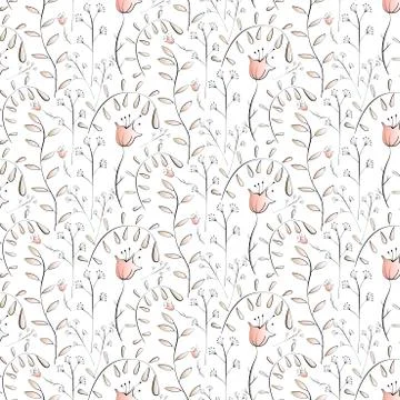 Seamless floral pattern with stylized elements Stock Illustration