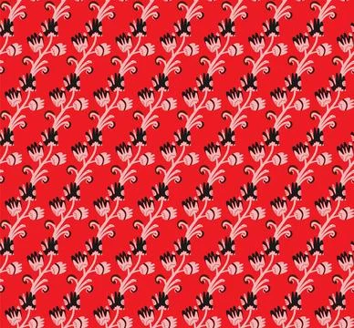 Seamless floral pattern with stylized small flowers in folk art style. Vintag Stock Illustration