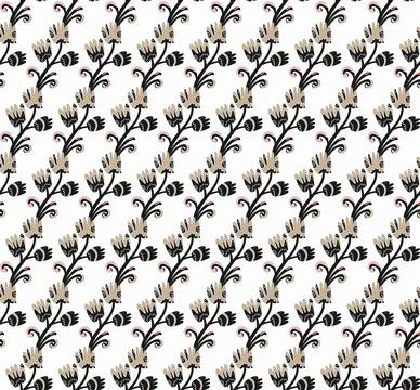 Seamless floral pattern with stylized small flowers in folk art style. Vintag Stock Illustration