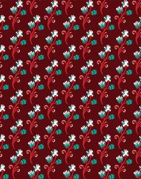 Seamless floral pattern with stylized small flowers in folk art style. Vintag Illustrazione stock