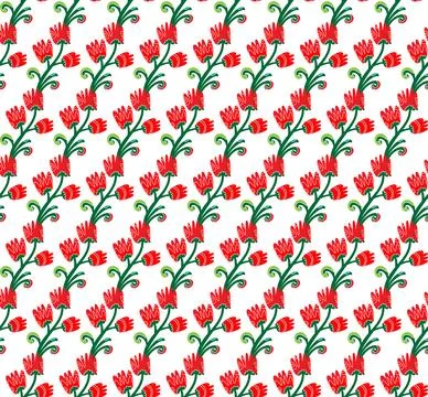 Seamless floral pattern with stylized small flowers in folk art style. Vintag Stock Illustration